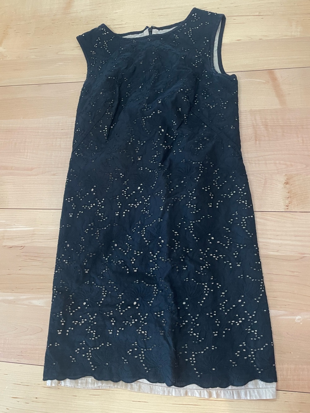 LOFT Sleeveless black Eyelet Shift Dress